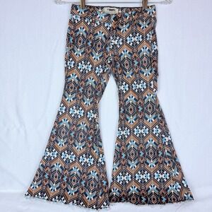 Girls 7 Rock & Roll Southwestern Denim Flares Rodeo Western Cowgirl Bell Bottom